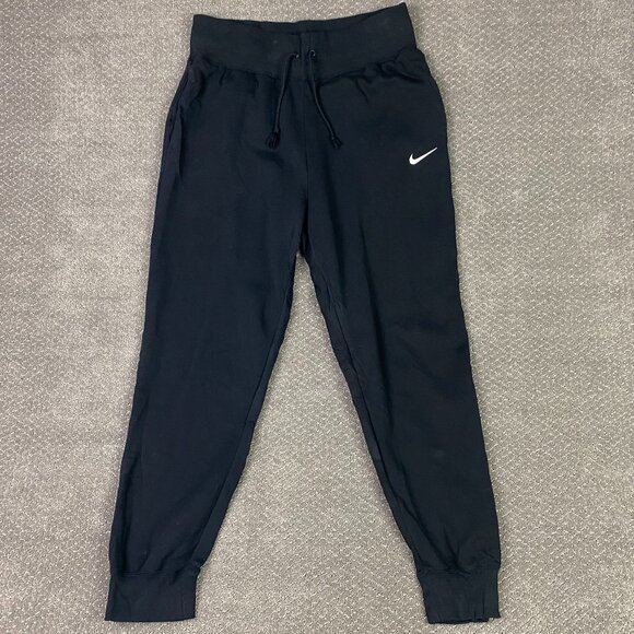 Nike Phoenix Fleece High Waisted Joggers Pants Women's Large Black Gym Running - Picture 1 of 14